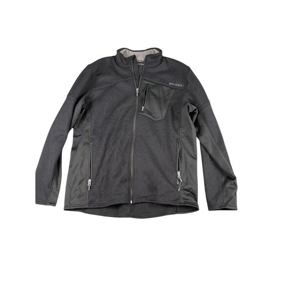 Spyder Men's Black Full Zip Fleece Jacket XL Athletic Performance Fit * - Picture 1 of 9